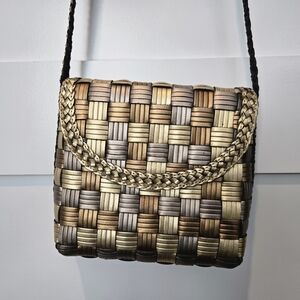 Like New CEM Gem Tone Woven Crossbody Bag - Gold, Silver, Copper
